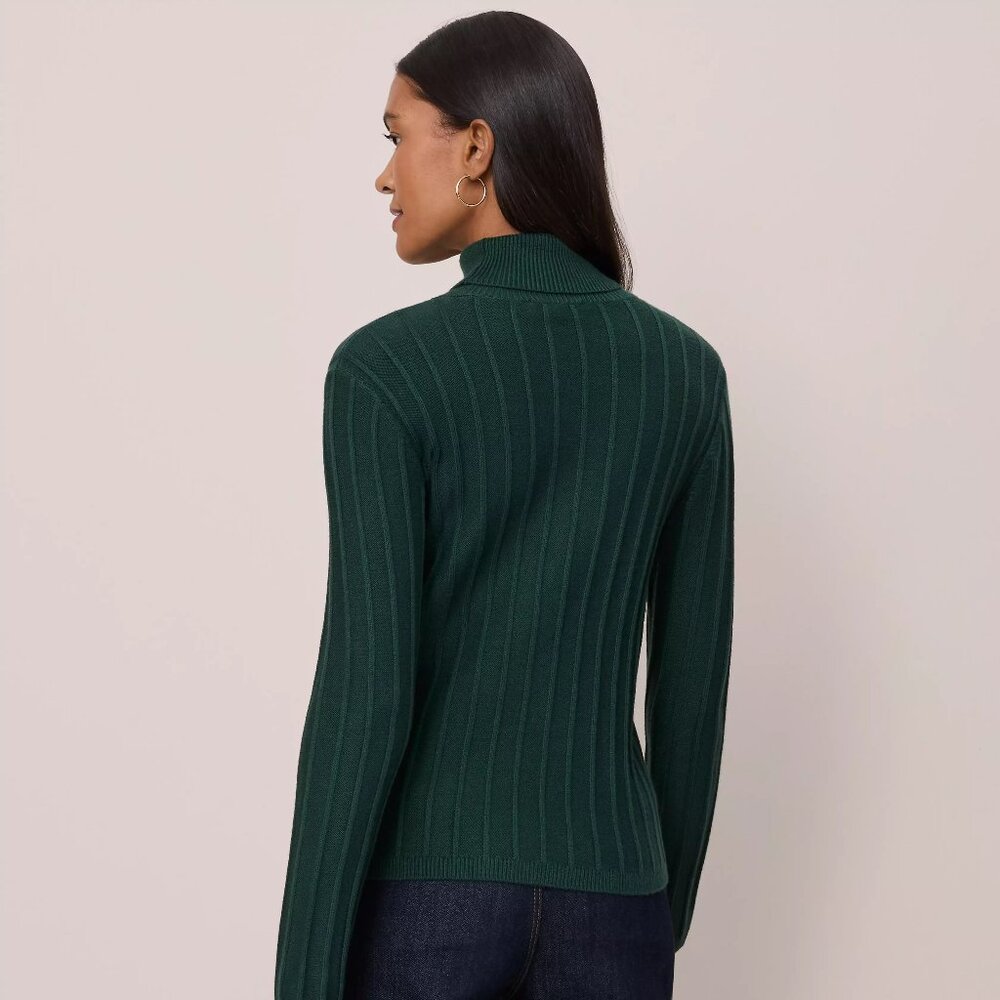 NWT Ann Taylor Ribbed Turtleneck Sweater Pine Grove Green Size S - Picture 13 of 14